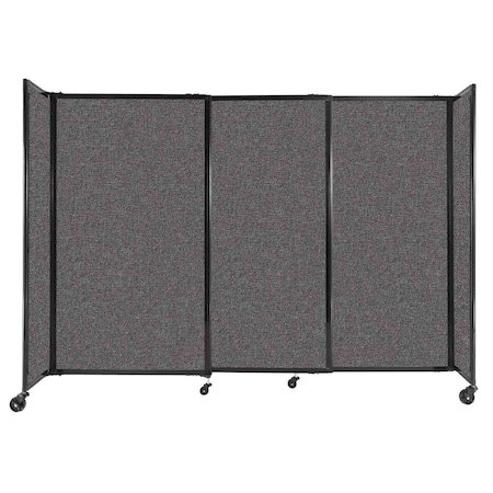 Versare StraightWall Sliding Portable Partition 7'2" x 5' Charcoal Gray Fabric 1460307